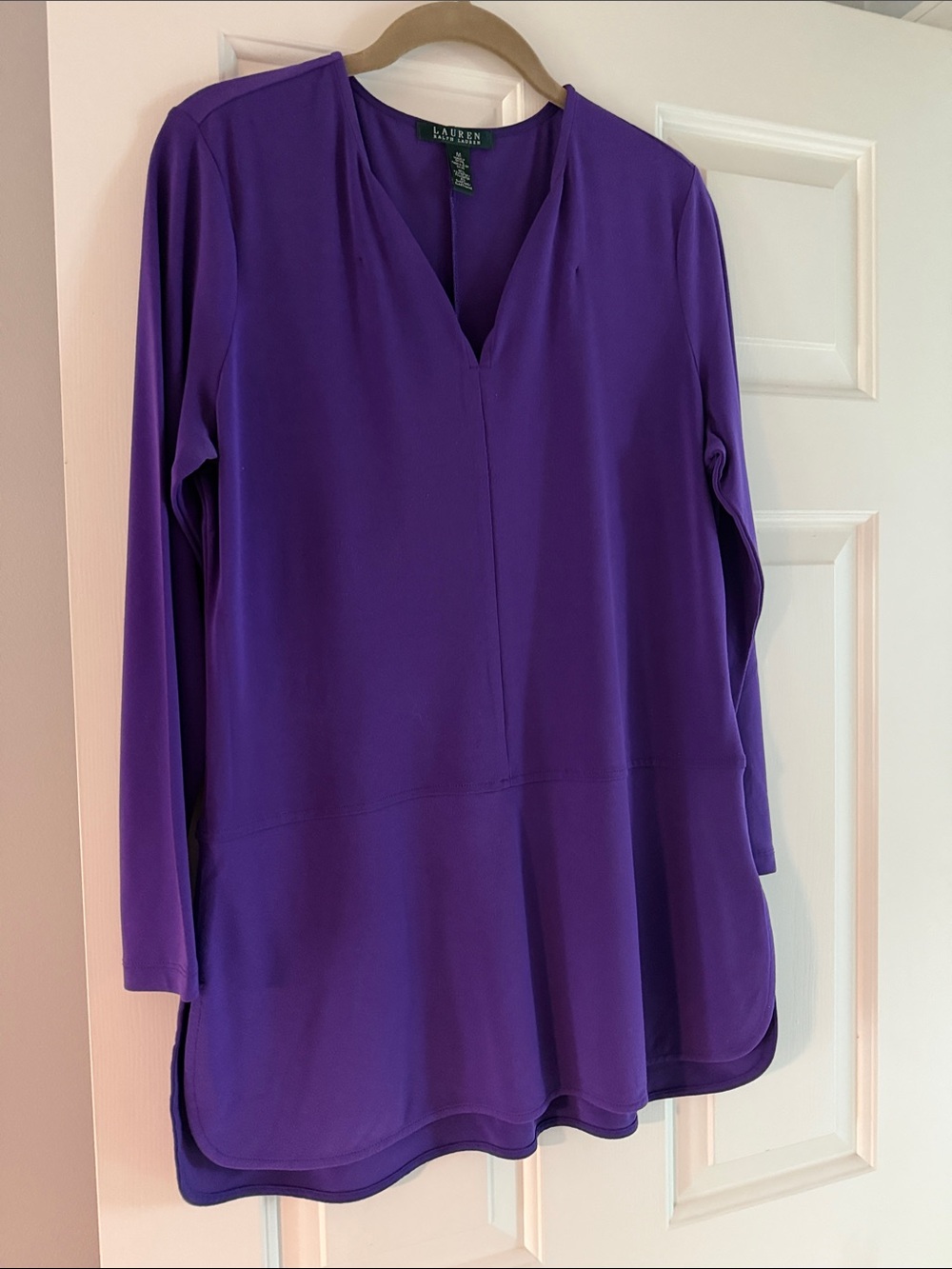 Lauren Ralph Lauren Deep Purple V-Neck Long Sleeve Tunic